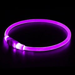 BSEEN light up dog collar unfolded shows easy trim-to-fit design for any breed.