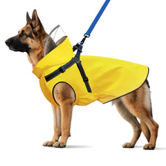 Bsemax dog raincoat yellow XXL front view for high visibility in rain