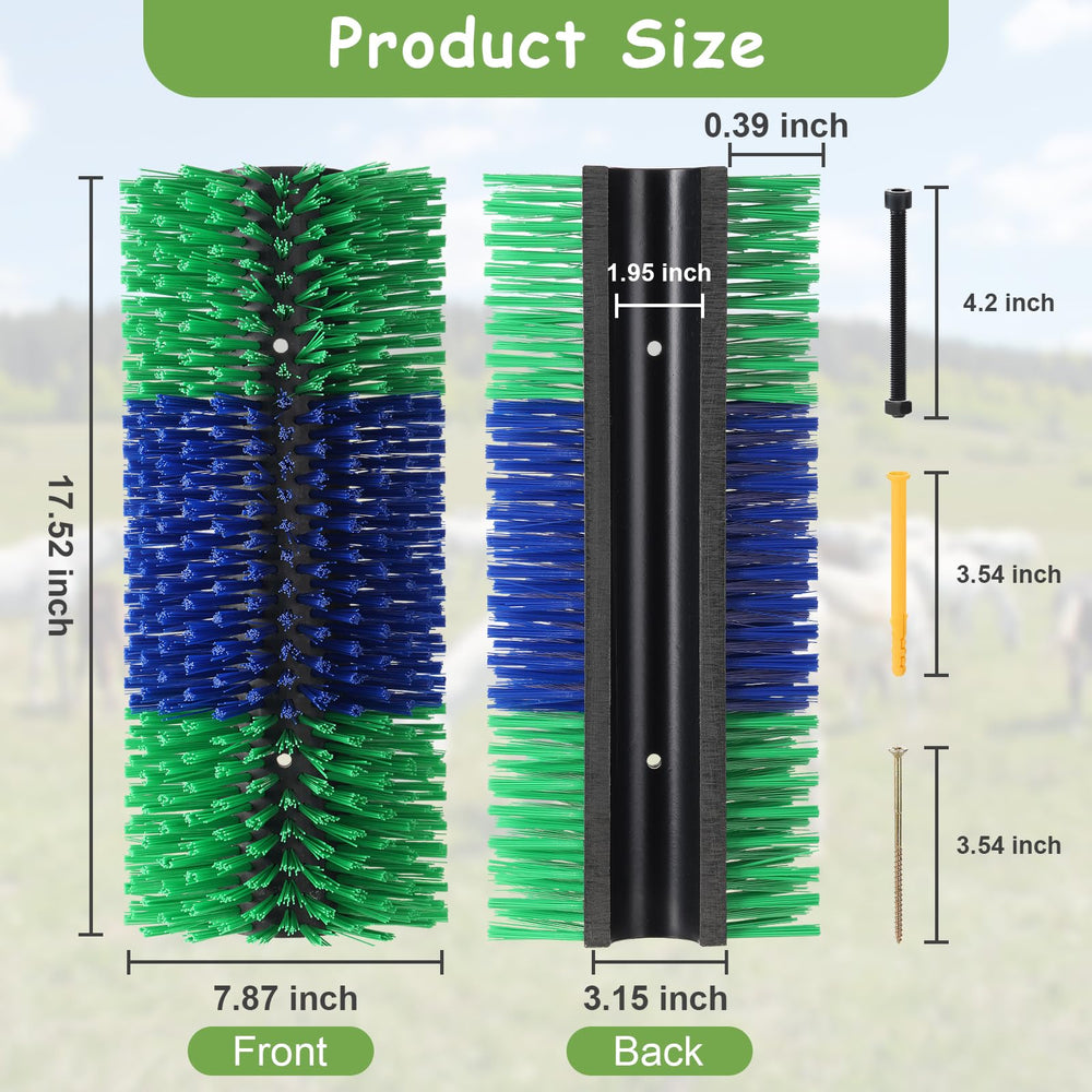 BShome livestock scratching brush green mounted on fence facilitates routine grooming
