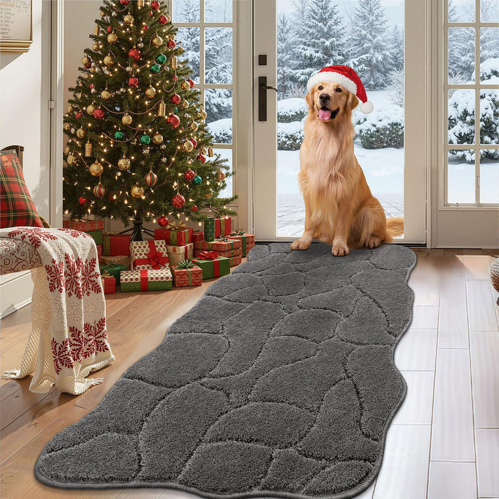 BSICPRO large dog door mat with wave design keeps entryways clean and dry
