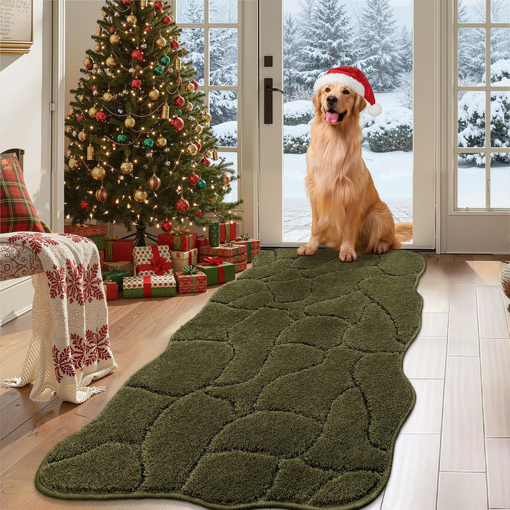 BSICPRO large dog door mat olive green front view with non-slip protection for entryways