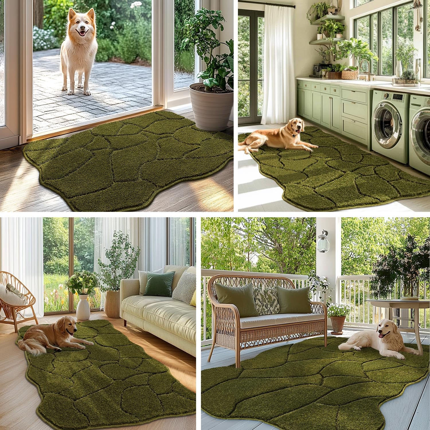 BSICPRO olive green mat fits entryways and patios while hiding dirt