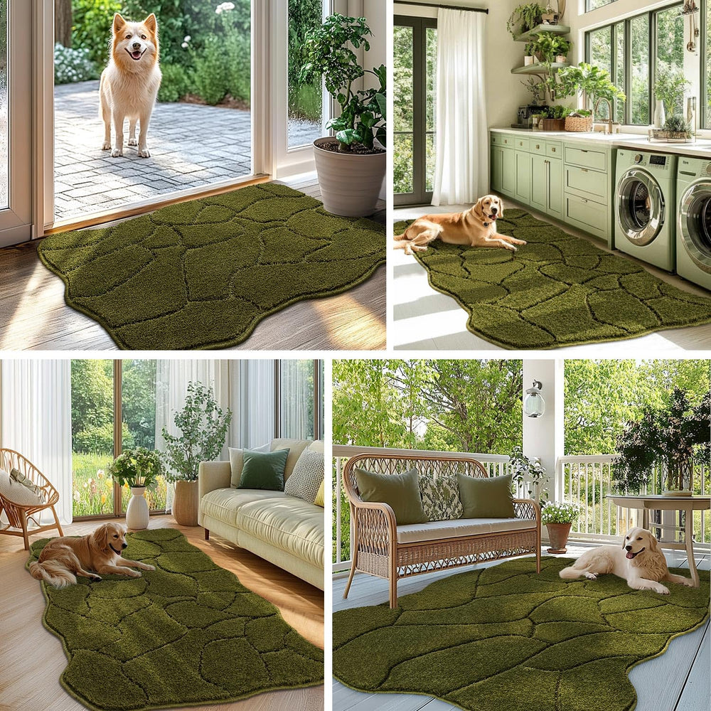 BSICPRO olive green mat fits entryways and patios while hiding dirt