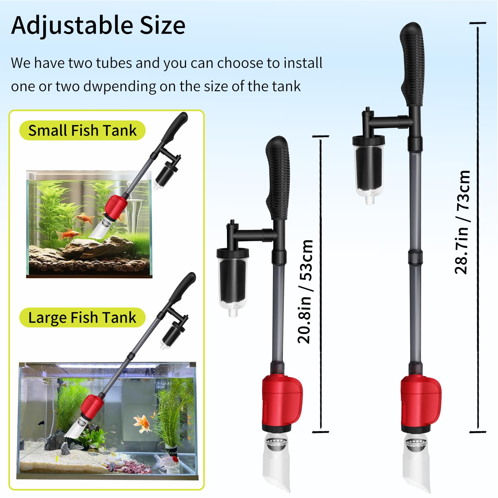 BSTCWCP electric aquarium vacuum cleaner in-use demonstrates efficient waste removal.