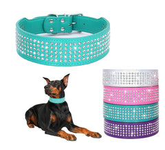 BTDCFY Rhinestones Dog Collar closeup shows sparkling crystals for stylish flair