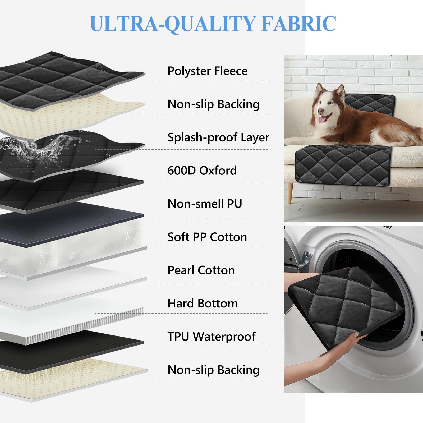 Btefd dog car seat cover uses 600D Oxford fabric for durability and easy cleaning.