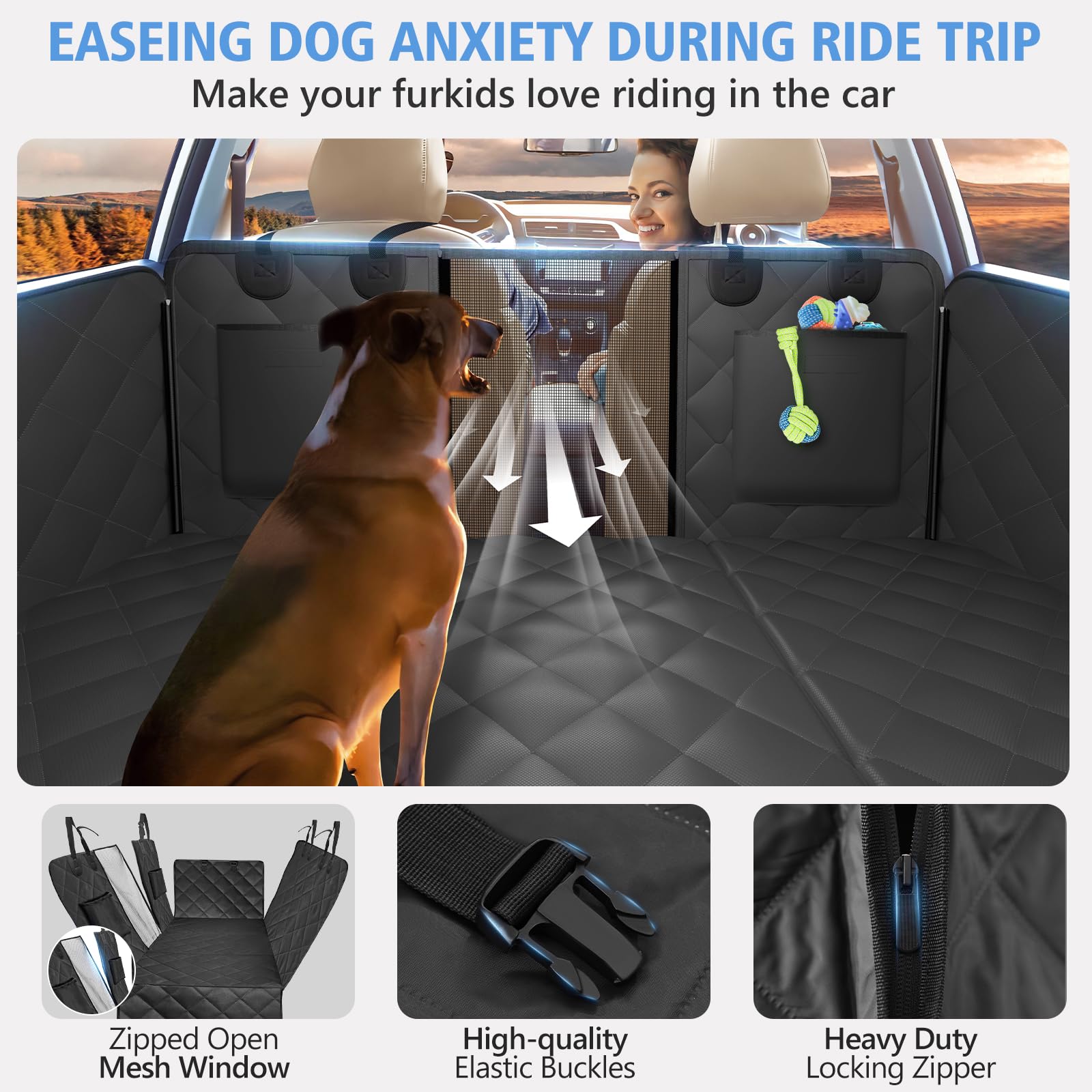 Btefd easy-cleaning image shows machine-washable dog car cover.