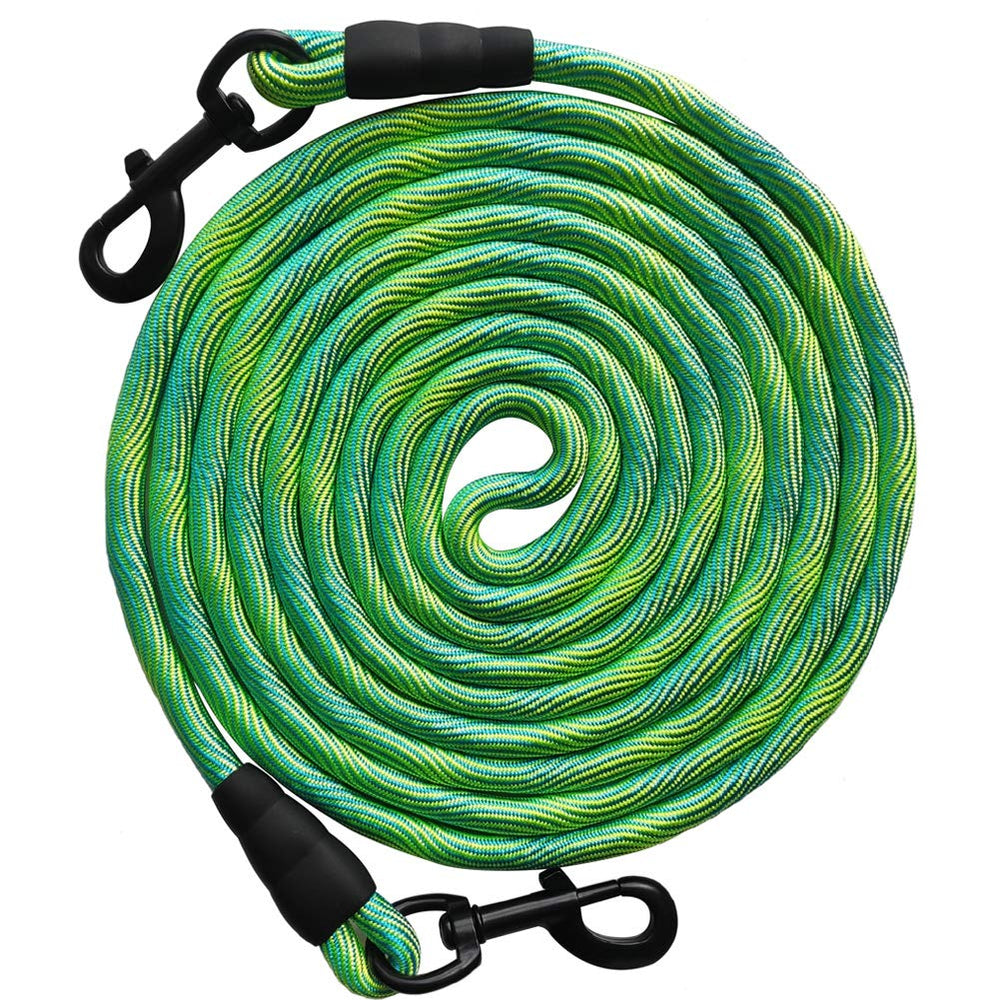 BTINESFUL 75ft green dog tie-out rope ready for yard distance and play.
