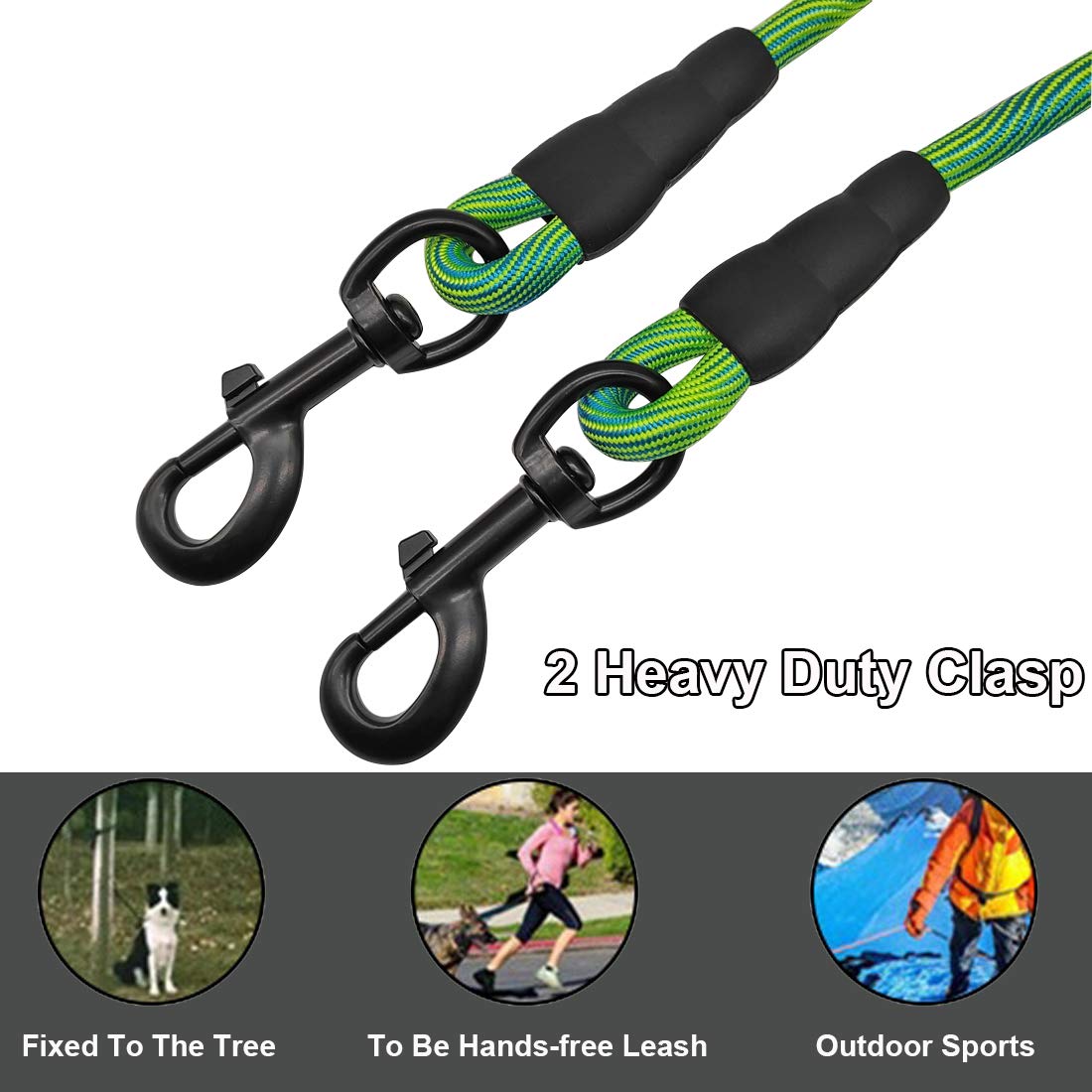 BTINESFUL dog tie-out rope blue demonstrates extended reach for training and backyard exploration