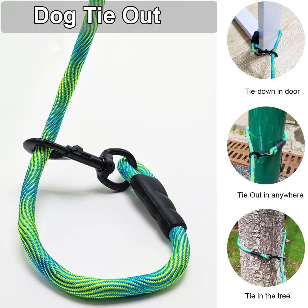 BTINESFUL dog tie-out rope double-ended clips ensure secure tethering