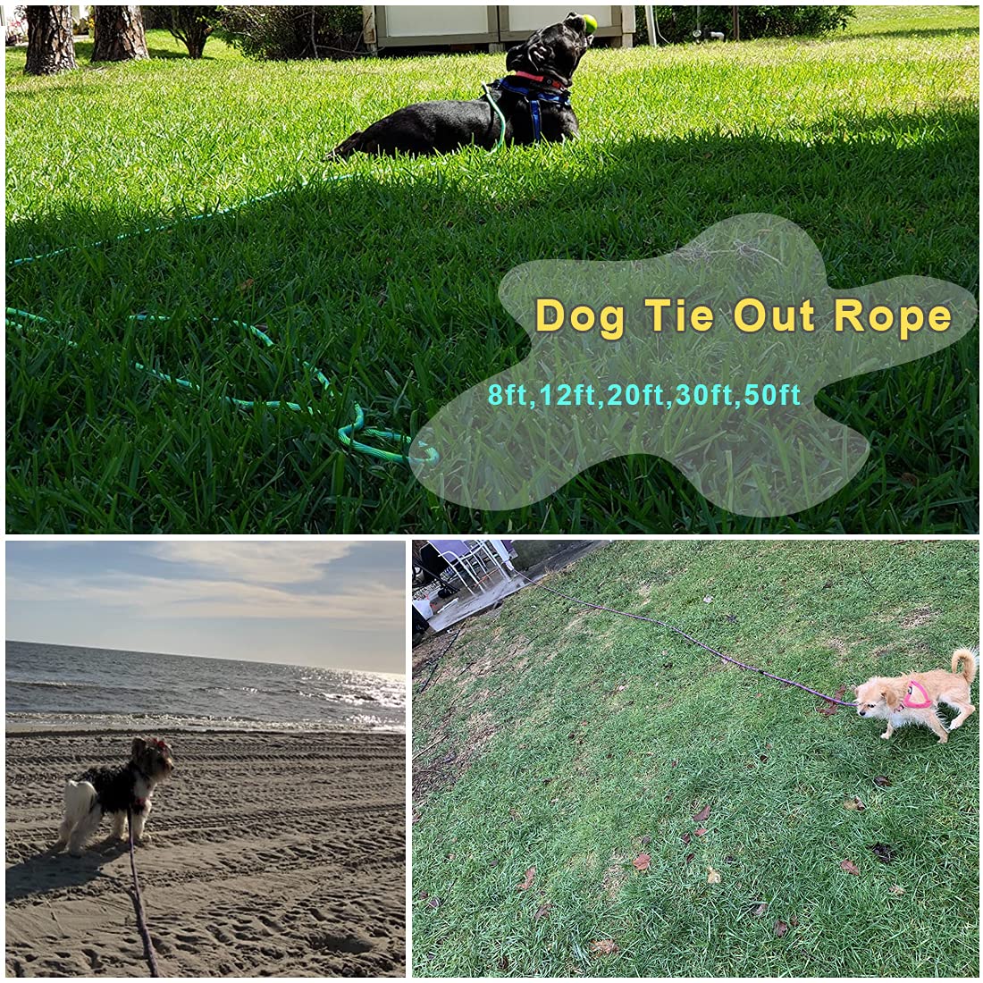 BTINESFUL dog tie-out rope pink highlights versatile use as a clothesline or bundling rope