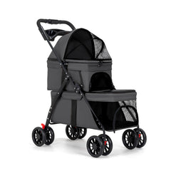 BUALR double dog stroller front view shows two-pet capacity for park strolls