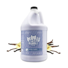 Bubble Bros Oatmeal Dog Shampoo bottle highlights moisturizing oats for dry skin and fresh scent.