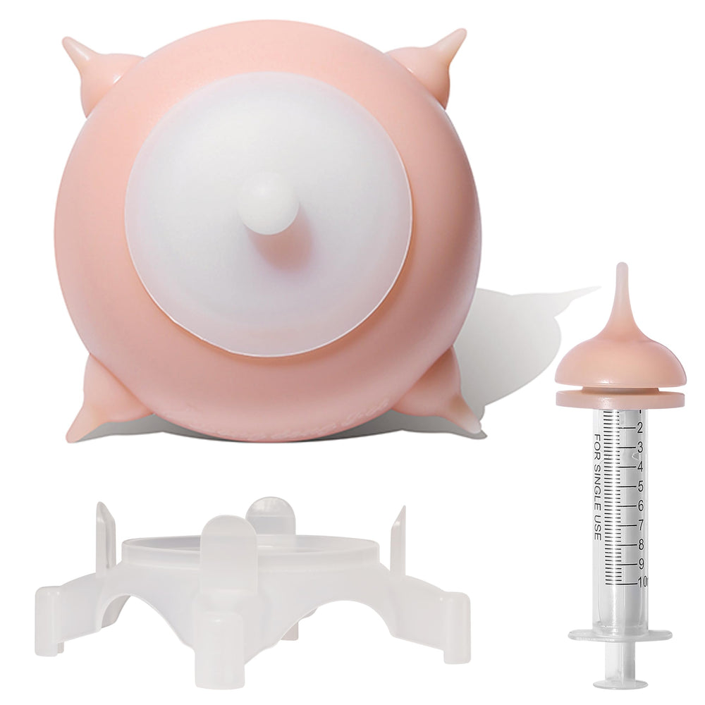 Bubble Milk Bowl puppy feeder with nipple mimics mother's nursing for multiple puppies.