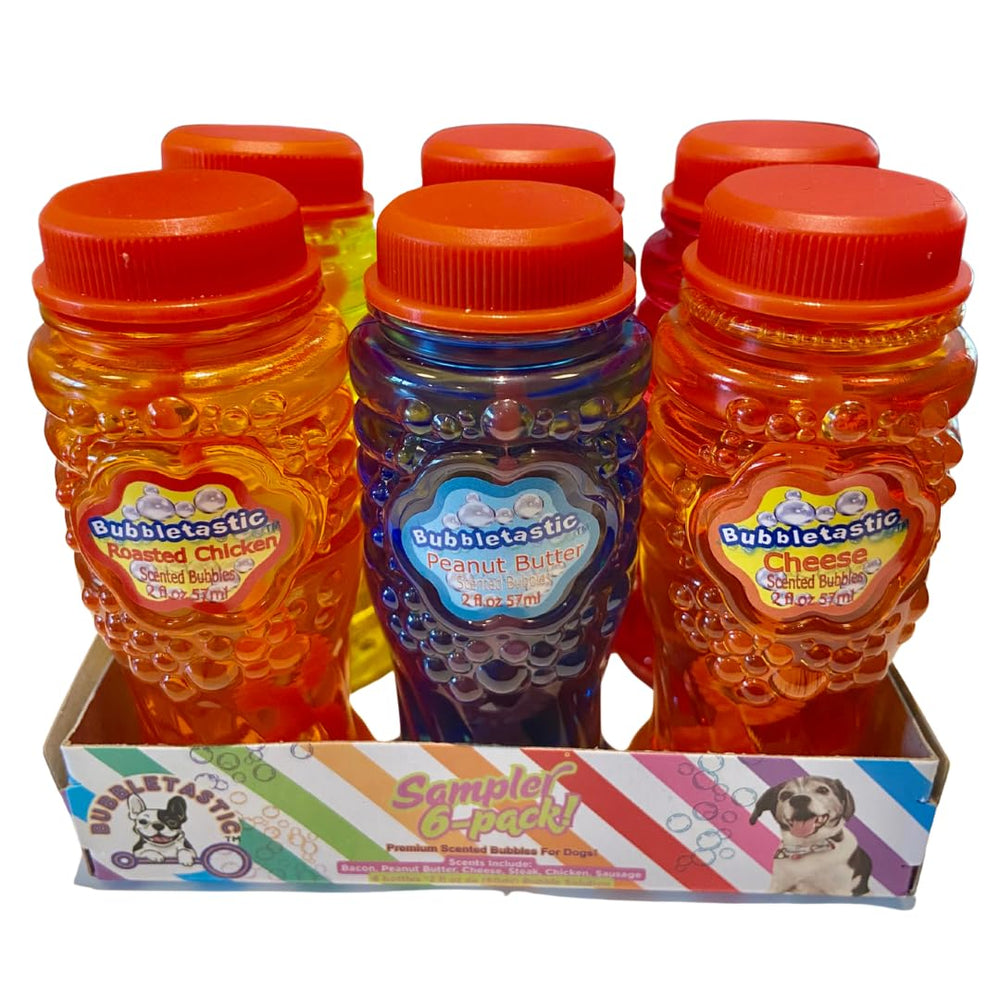 Bubbletastic dog bubble sampler cheese bottle sparks scent-savvy play