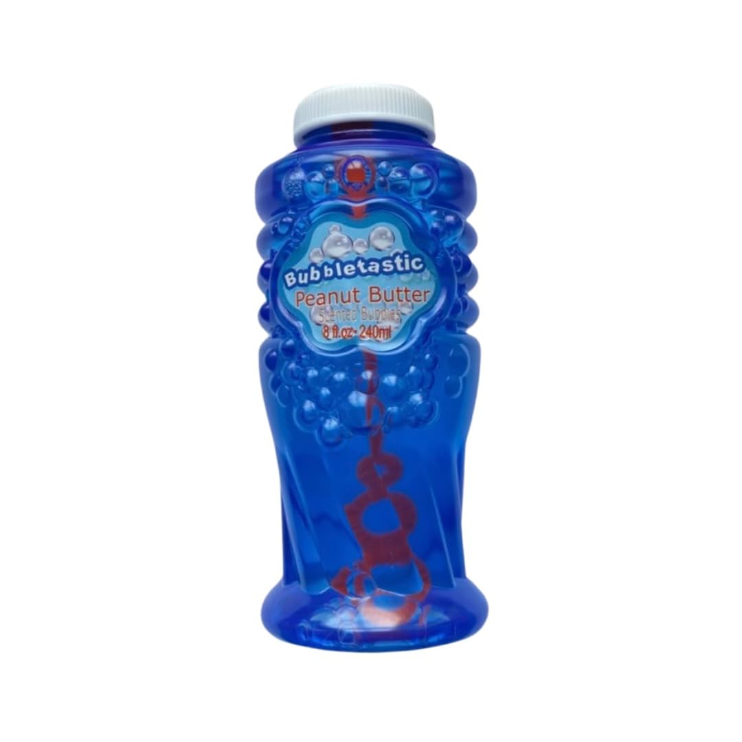 Bubbletastic peanut butter dog bubbles closeup scent invites playful popping without irritants.