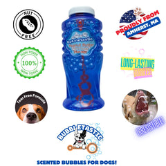 Bubbletastic peanut butter dog bubbles kids popping — family-friendly, safe-for-eyes formula.