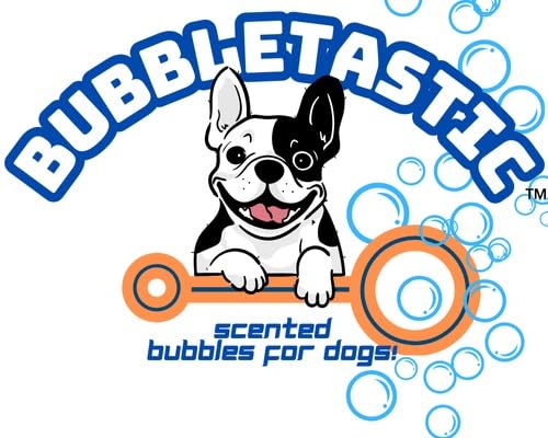 Bubbletastic peanut butter dog bubbles non-toxic label — safe around kids and pets.