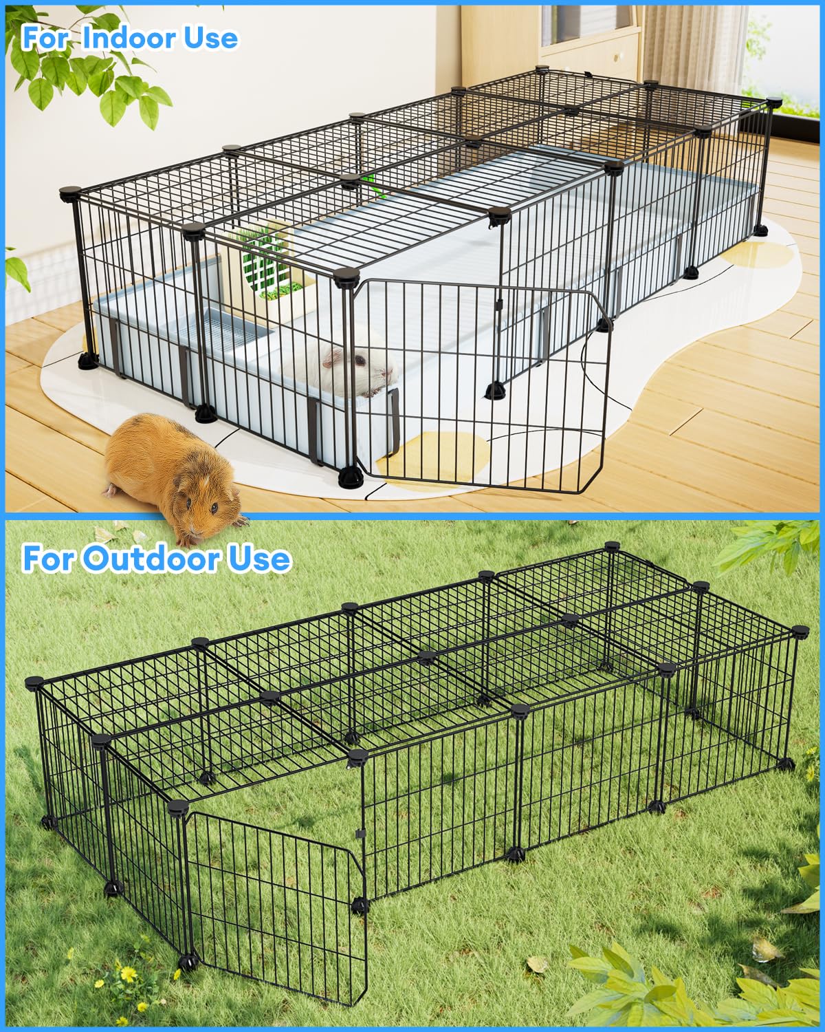 BUCATSTATE guinea-pig-cage-diy-expandable with 18 panels and two doors