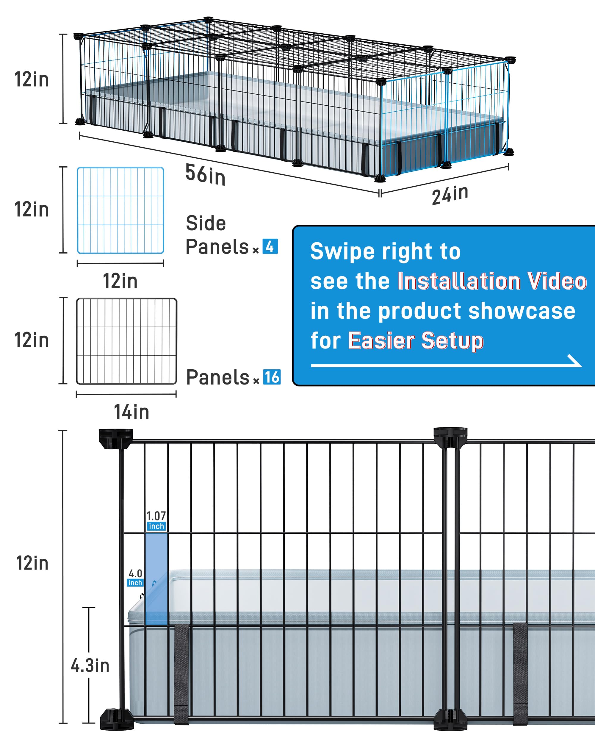 BUCATSTATE guinea-pig-cage sturdy wire panels with rust-resistant build