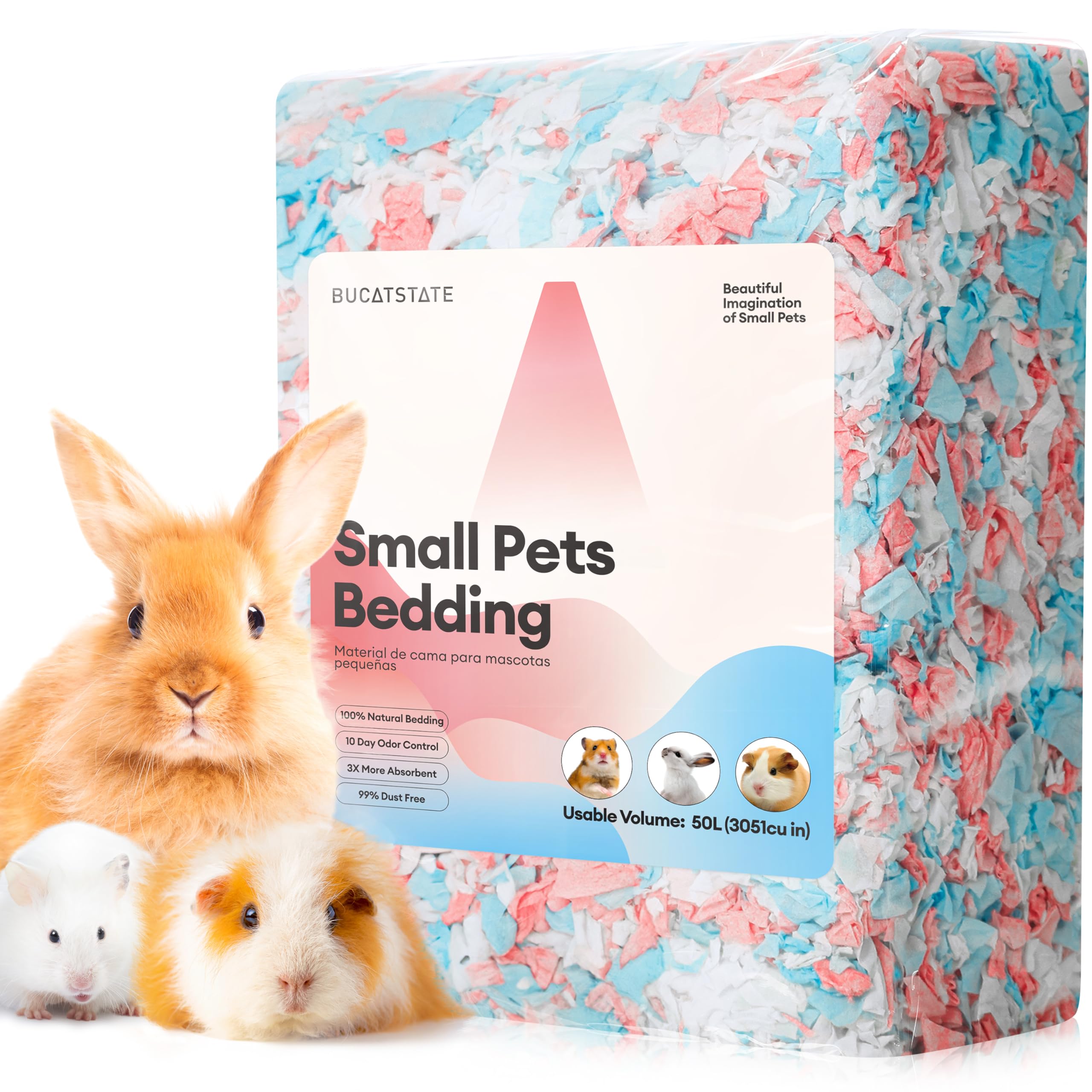 Bucatstate hamster bedding 50l expansion demonstrates cloud-soft bedding for burrowing comfort.