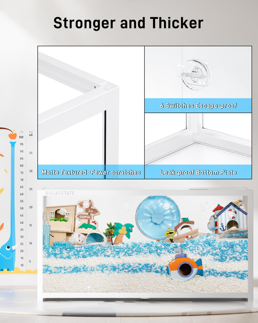 BUCATSTATE Hamster Cage 3.0 quiet-ventilation design keeps air fresh with minimal noise.