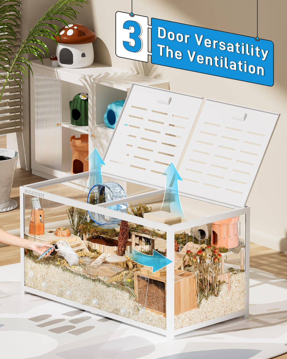 BUCATSTATE Hamster Cage 3.0 side-assembly demonstrates quick, tool-free setup for busy owners.