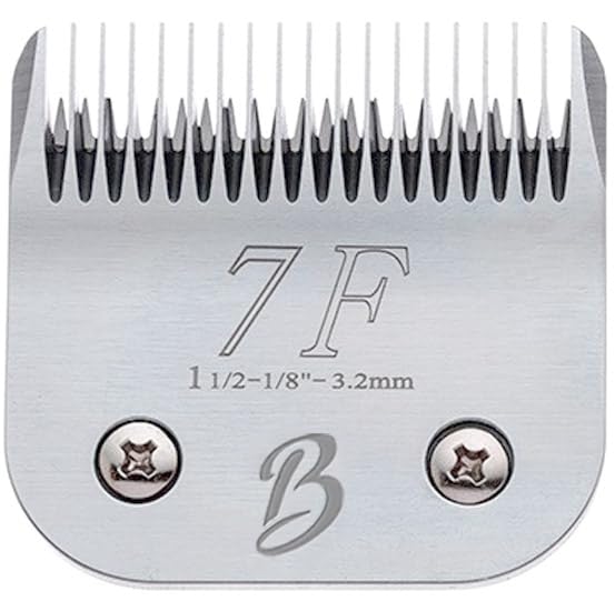 Bucchelli detachable A-Series 7F blade closeup showing sharp teeth for precise grooming.