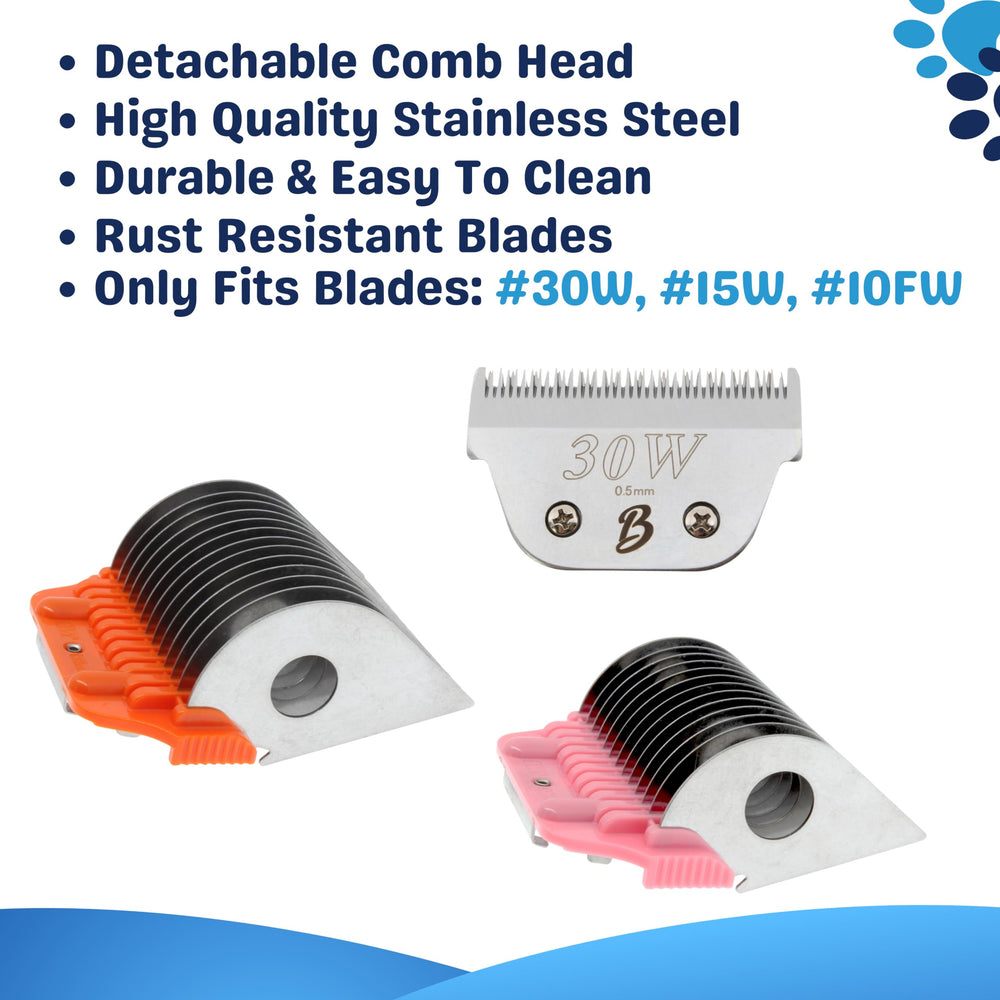 Bucchelli 32mm guard demonstrates even coat length control during clipping.