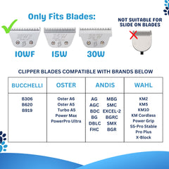 Bucchelli 38mm guard enables faster clipping with broader length.