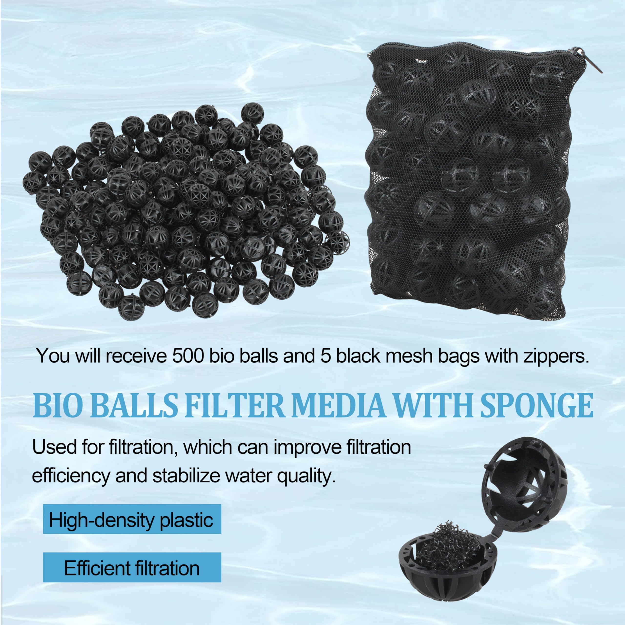 Buccilly aquarium bio balls in a filtration setup for freshwater tanks