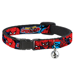 Buckle-Down Spider-Man breakaway cat collar in 8-12 inch size, built for safe daily adventures.