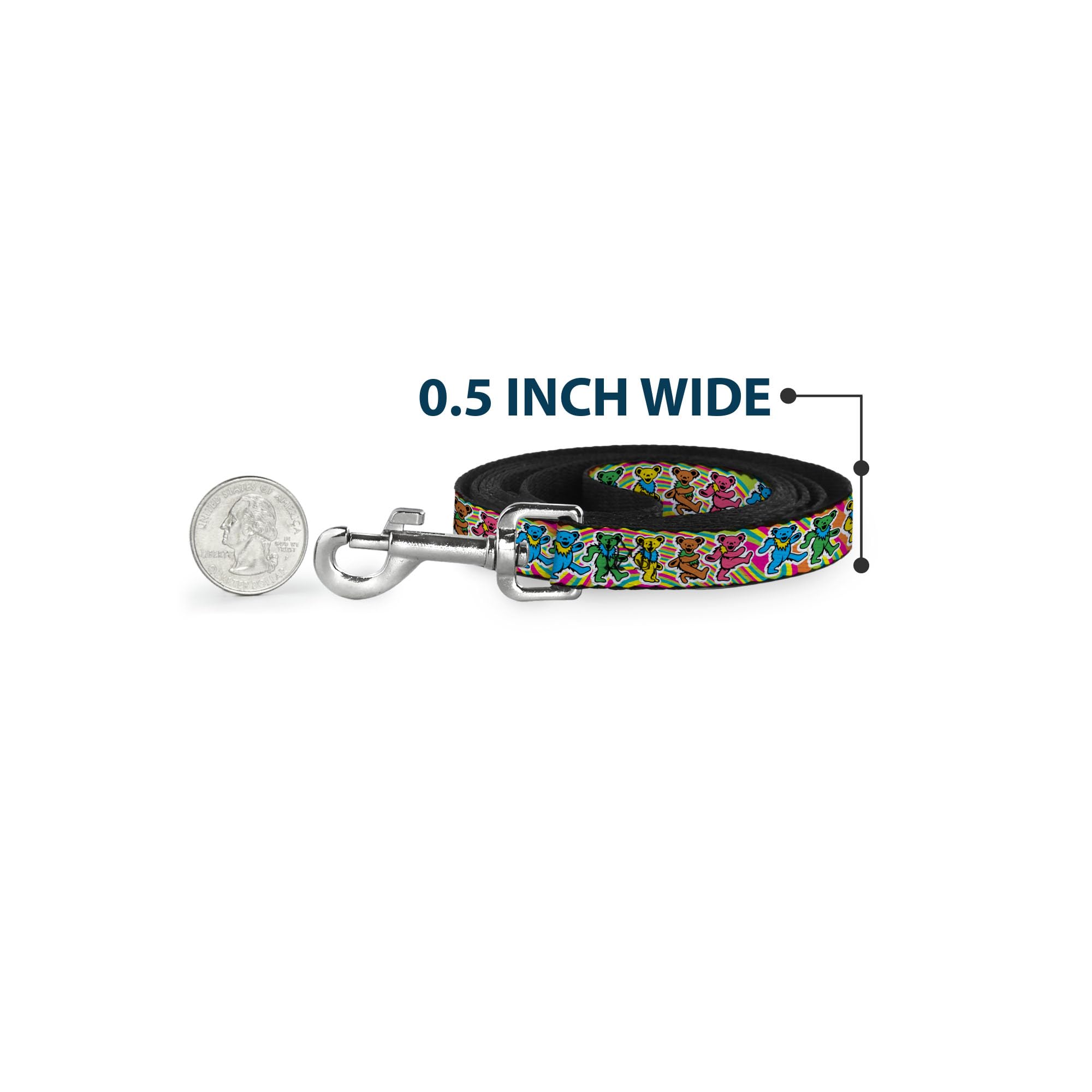 Buckle-Down Grateful Dead leash print stays vibrant over years.