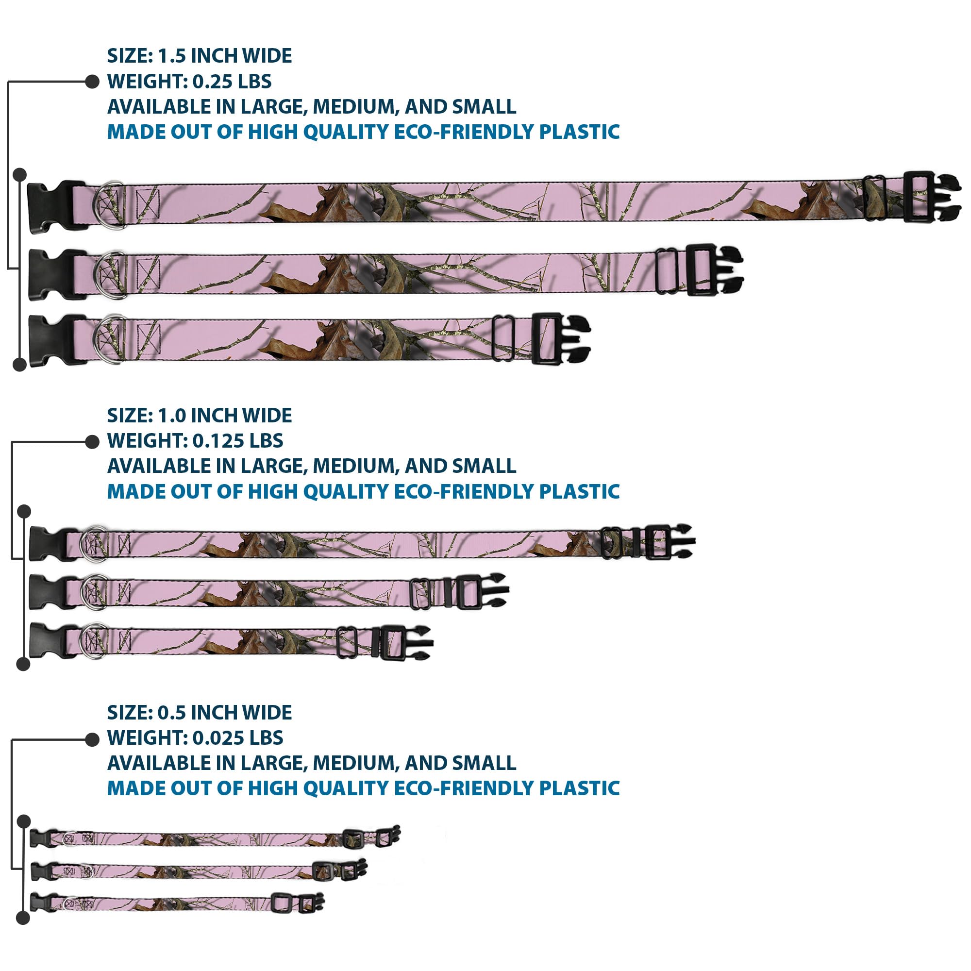 Buckle-Down Mossy Oak collar D-ring detail for secure leash attachment.
