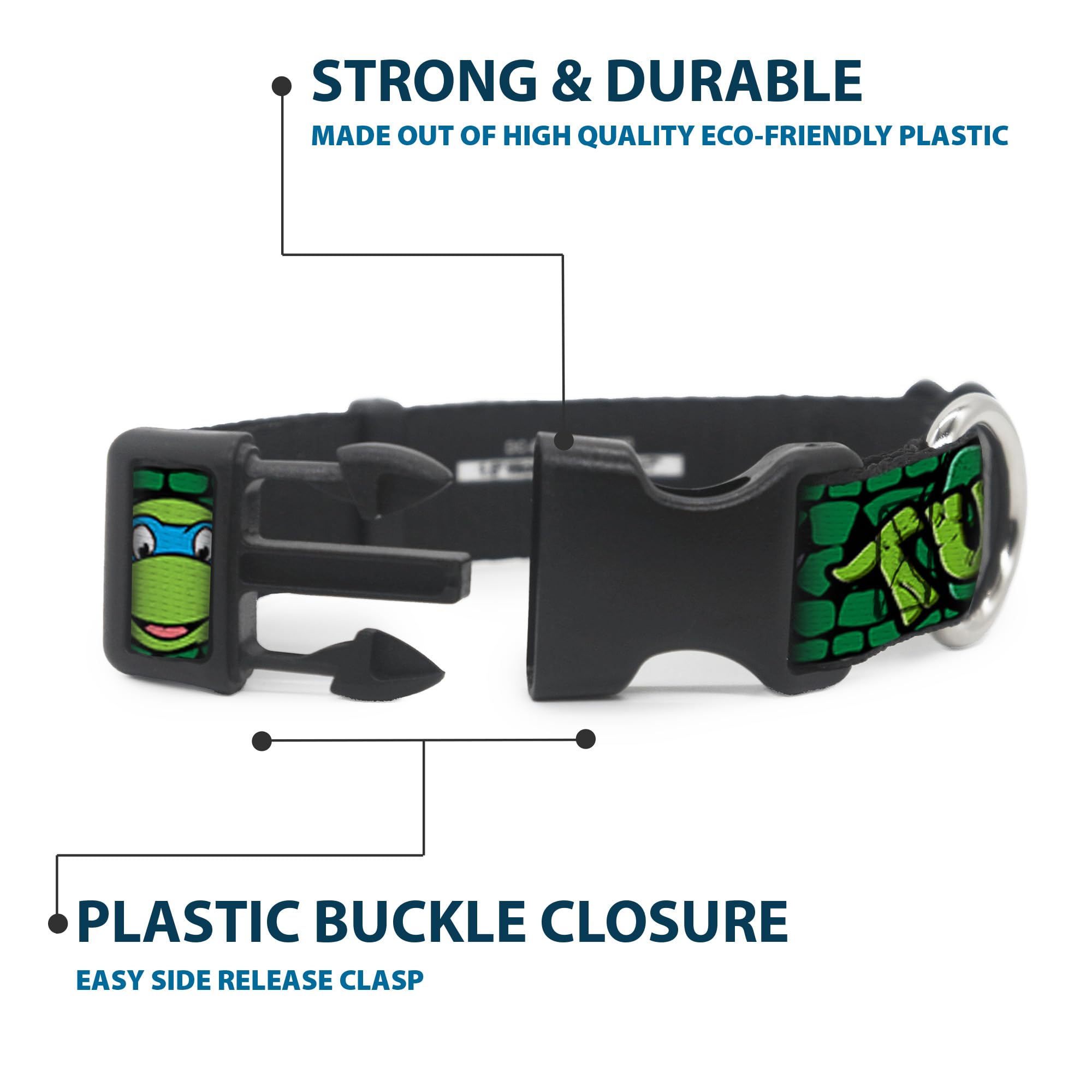 Buckle-Down officially licensed Nickelodeon collar with authentic TMNT look