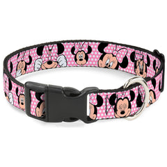 Buckle-Down Minnie Mouse collar close-up shows durable polka-dot pattern for daily wear.