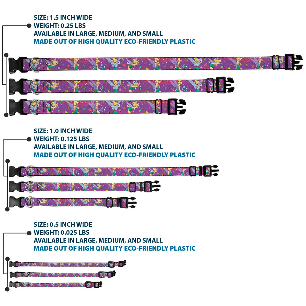 Buckle-Down plastic clip collar stars design enhances playful walks.