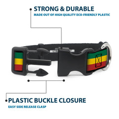 Buckle-Down Rasta collar fabric emphasizes bright polyester color and seasonless appeal