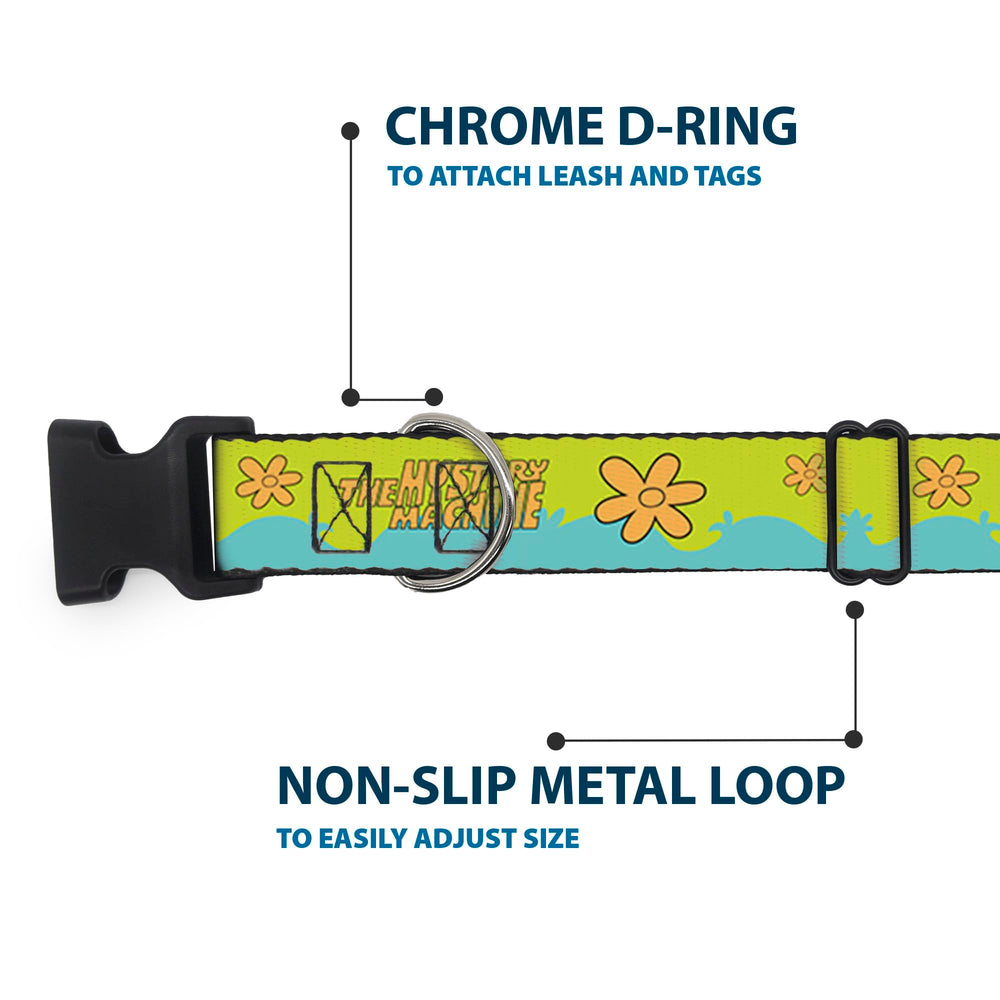 Buckle-Down Scooby-Doo collar neck size 13-17 inches for comfortable everyday wear.