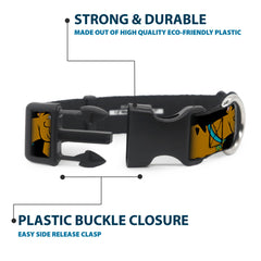 Buckle-Down Scooby-Doo overengineered buckle closeup emphasizes durability for energetic dogs