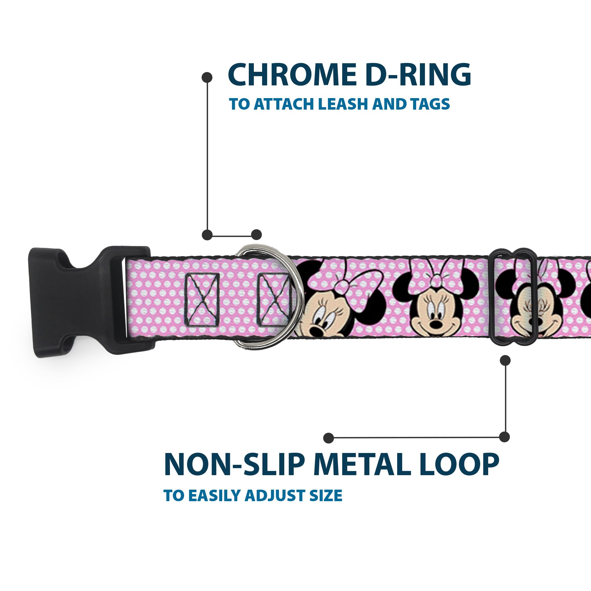 Buckle-Down small size collar shown on a 13-18 inch neck for proper fit.