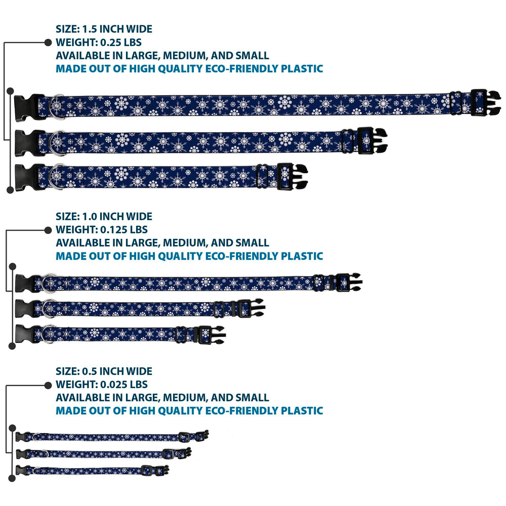 Buckle-Down Snowflakes collar 1-inch width fits 11-17 inch neck.