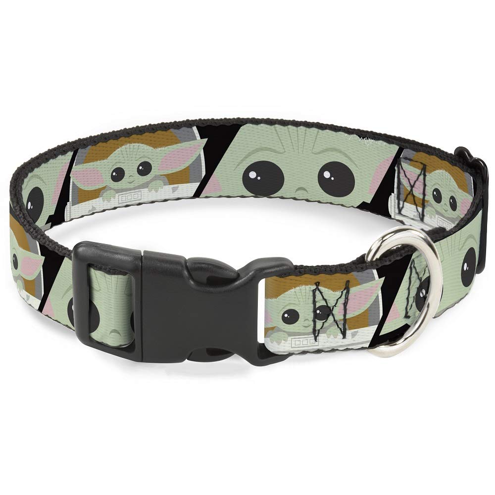 Buckle-Down Star Wars dog collar in black featuring The Child for daily walks