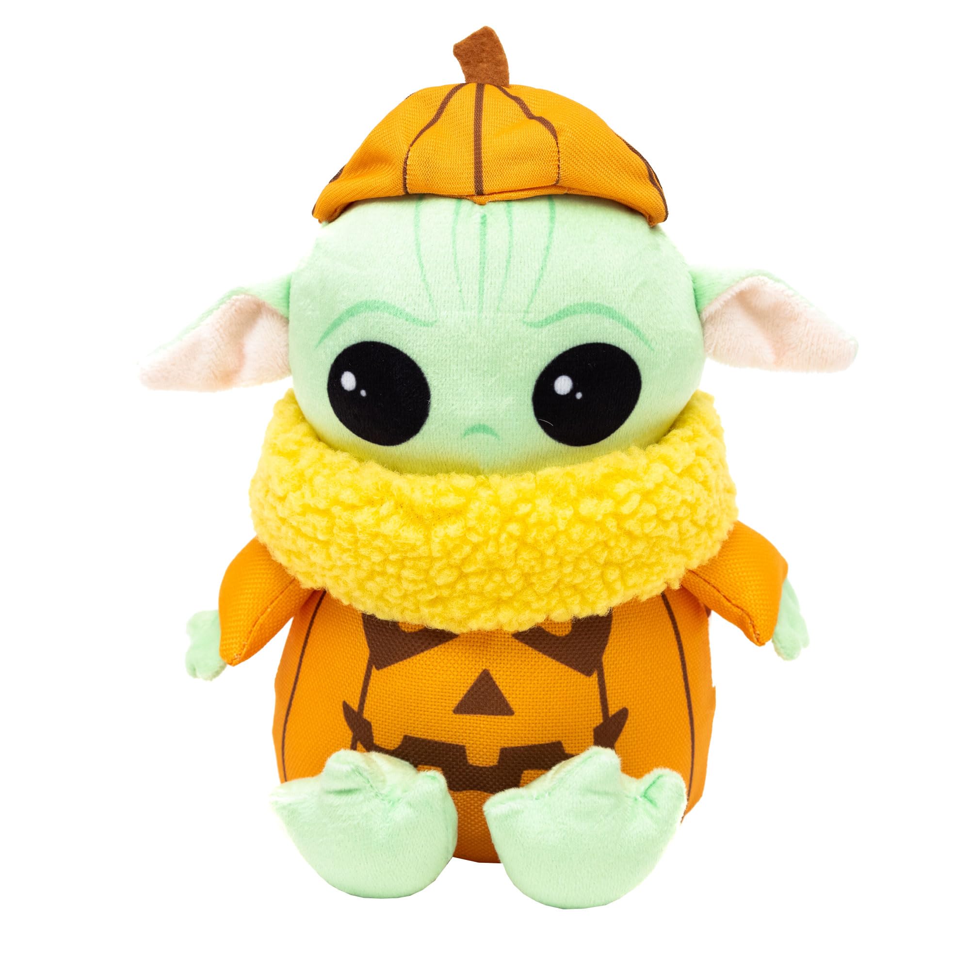 Buckle-Down Star Wars Grogu pumpkin plush dog toy with squeaker for interactive play