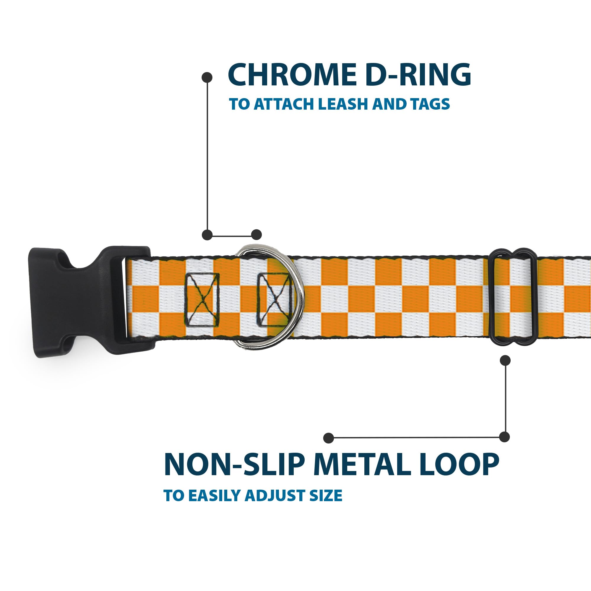 USA handcrafted Buckle-Down collar highlights quality construction.