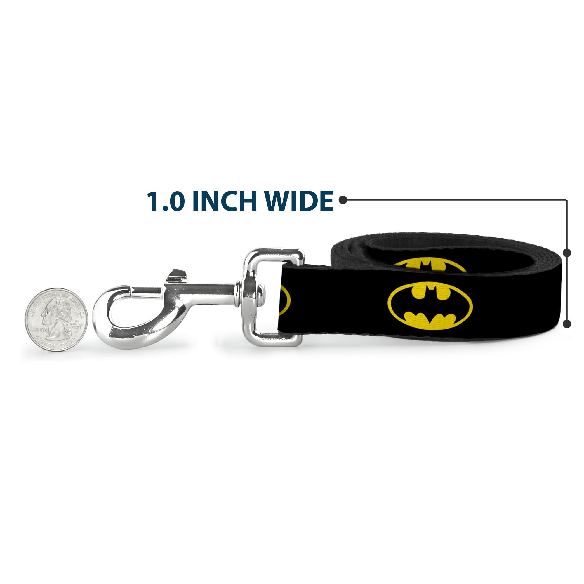 4-foot Buckle-Down leash, 1/2 inch wide for balanced control.