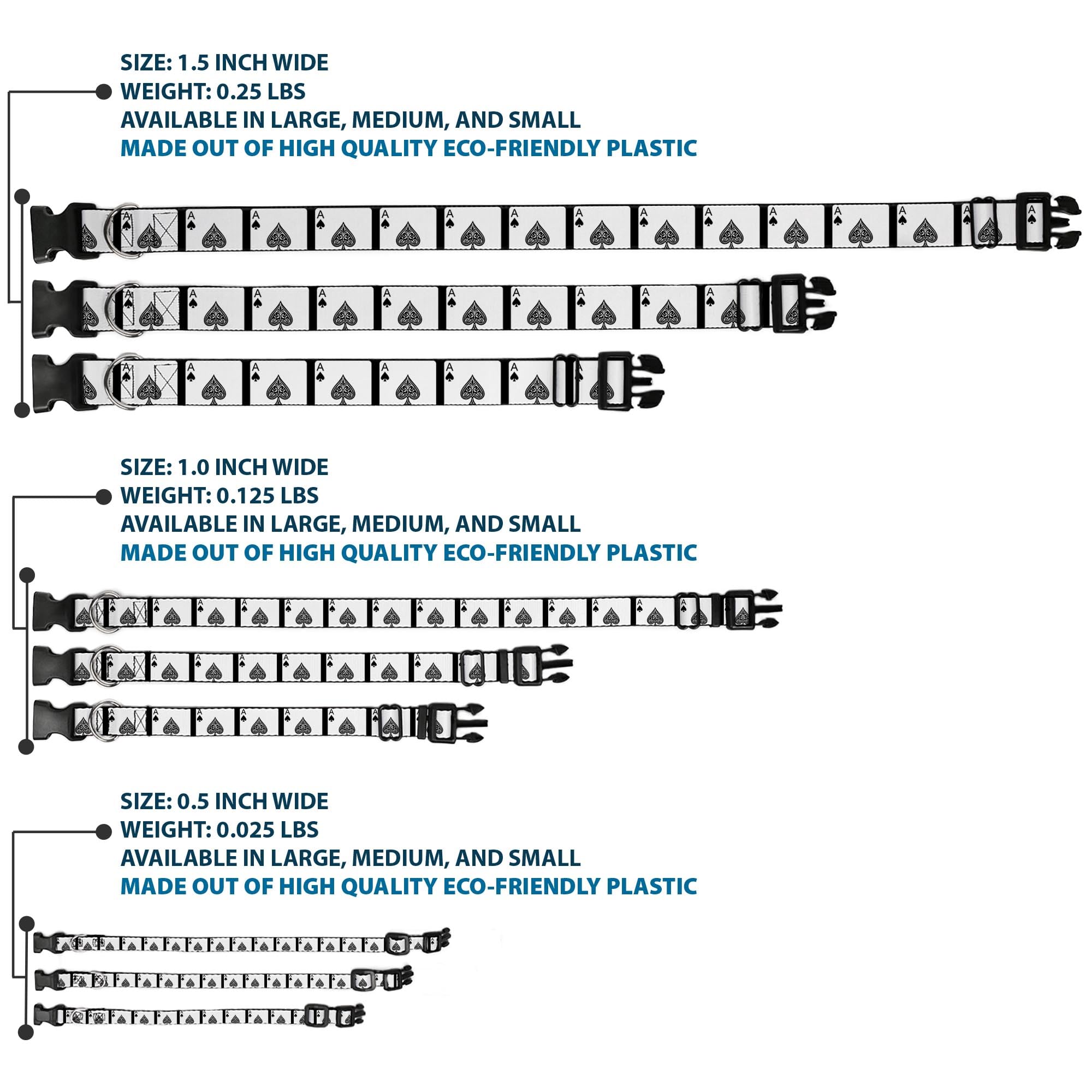 Buckle-Down Ace Of Spades collar buckle detail emphasizes secure plastic buckle.