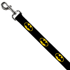 Close-up of the Batman Shield print on Buckle-Down leash shows vibrant colors.