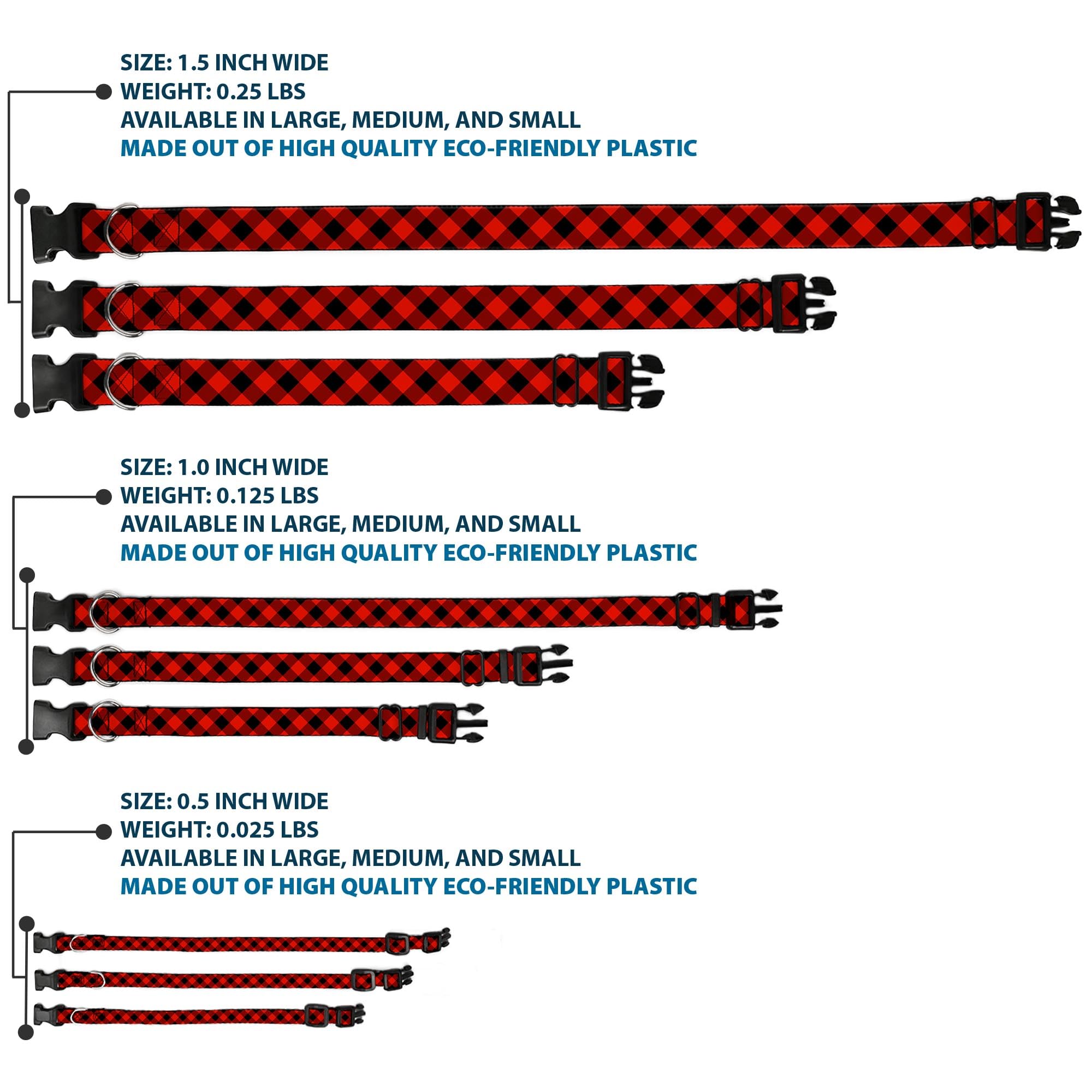 Buckle-Down buffalo plaid collar closeup fabric highlights vibrant color across seasons.