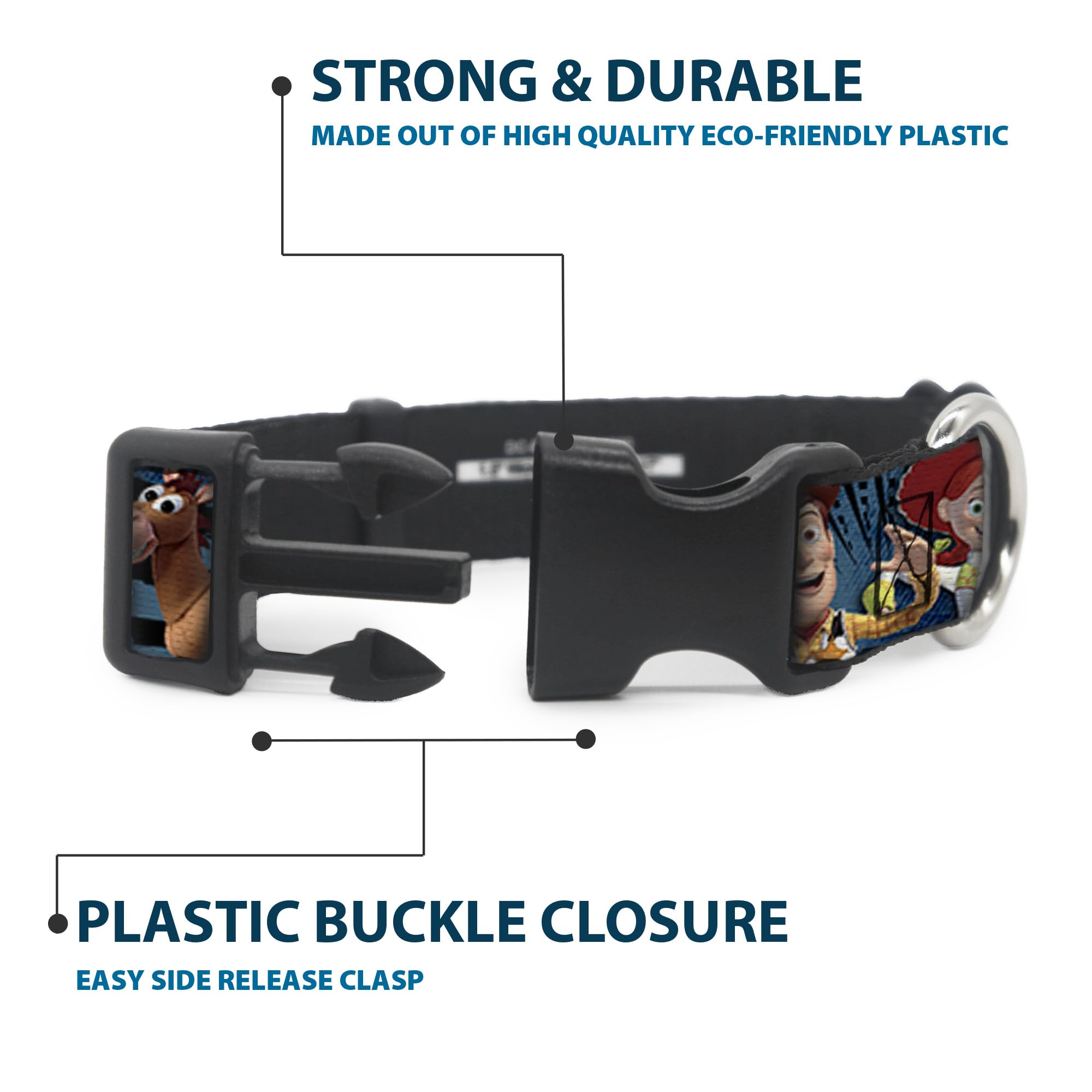 Buckle-Down D-ring close-up showing secure leash attachment for training